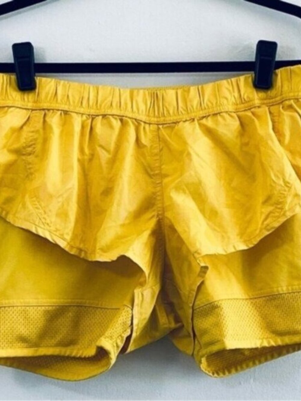 Adidas by Stella McCartney Sample 2-in-1 Performance Shorts Yellow Tiered Sz 4